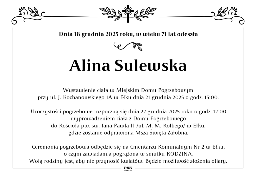 Alina Sulewska - nekrolog